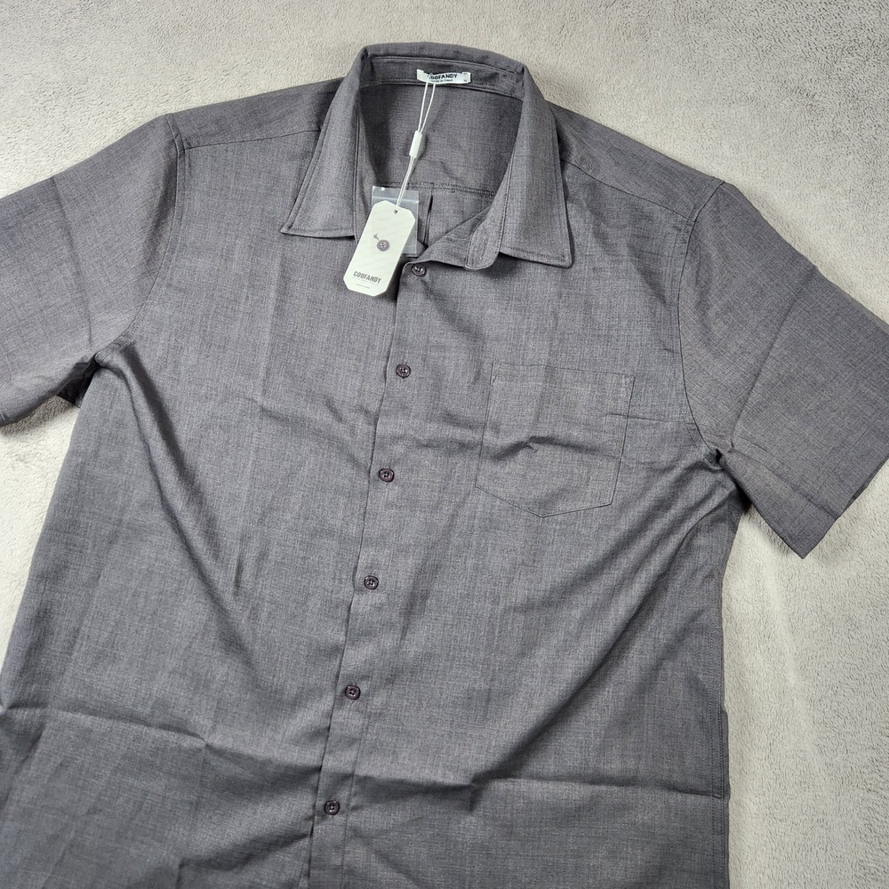 COOFANDY Short Sleeve Button Down Shirt Mens size XL Charcoal Grey NWTs